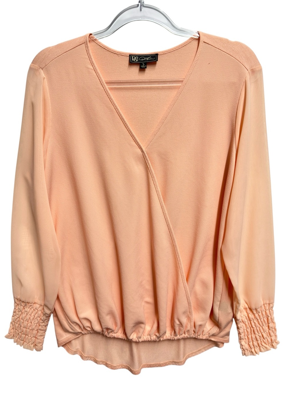 Tuxedo Rayon Chiffon Knit Drapey Wrap Blouse Top